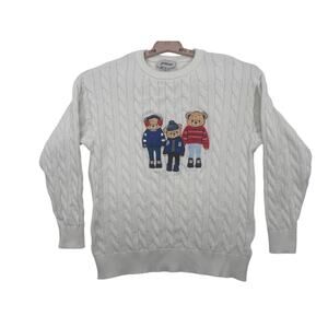 Urban weekend bears sweater white pullover knitted size M